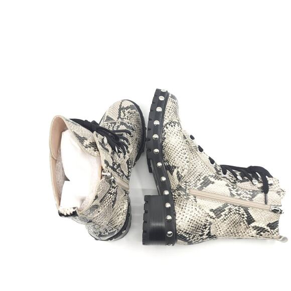 Schutz Studded Snake-Print Leather Combat Boots - NEW 6.5 - Picture 5 of 11